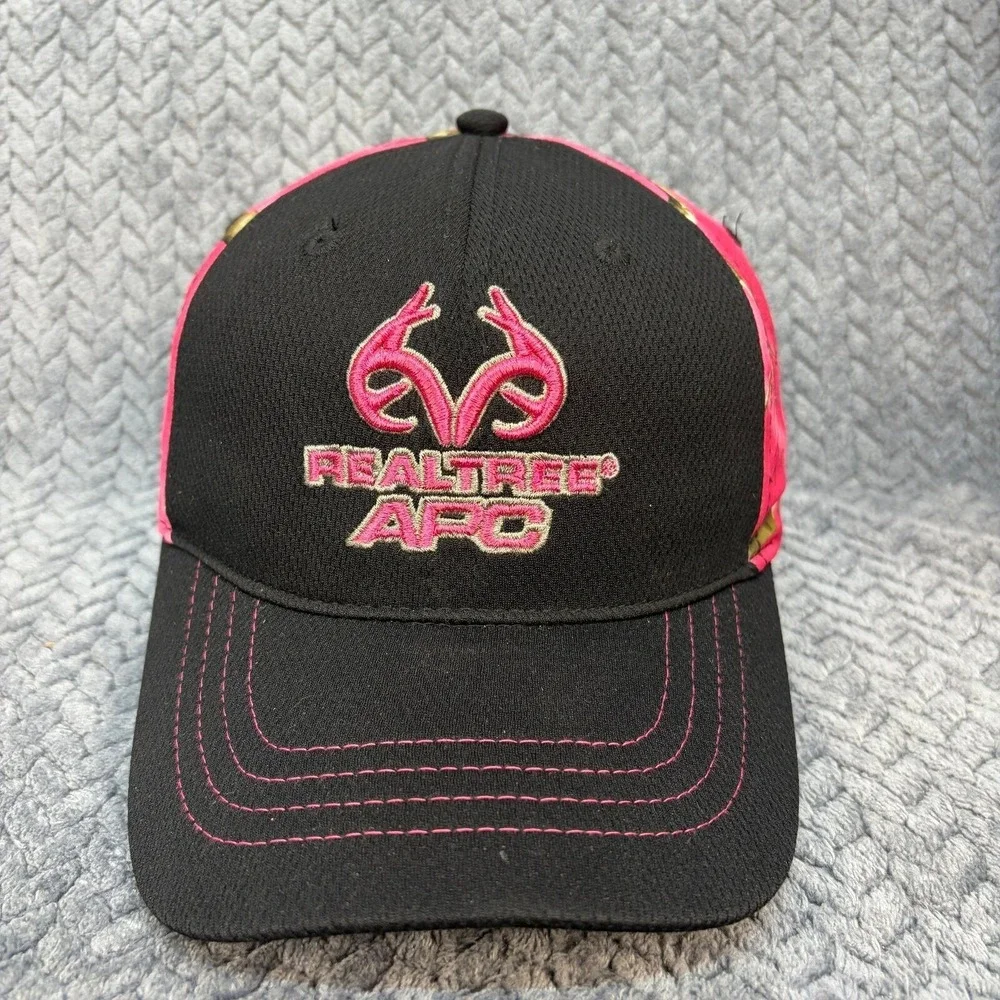 Paramount Outdoors Realtree APC Pink Camo Black Embroidered Hat Cap 1234